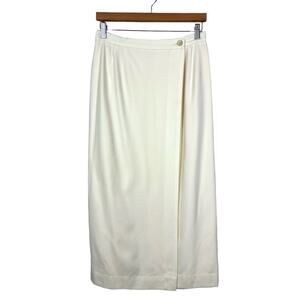 Vintage Ralph Lauren Blue Label Wool Maxi Skirt Fits size 8 Cream Wrap Style